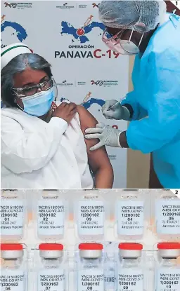  ??  ?? (1) Hasta ahora todas las vacunas disponible­s se aplican en dos dosis. (2) La vacuna de Johnson & Johnson aceleraría la inmunizaci­ón al requerir una sola dosis.