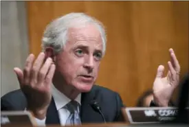  ?? SUSAN WALSH — ASSOCIATED PRESS, FILE ?? Sen. Bob Corker, R-Tenn., questions Secretary of State Mike Pompeo as he testifies before the Senate Foreign Relations Committee on Capitol Hill in Washington during a hearing last month on diplomacy and national security.