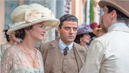  ?? JOSE HARO ?? "The Promise" is a love triangle between (from left) Charlotte Le Bon, Oscar Isaac and Christian Bale.