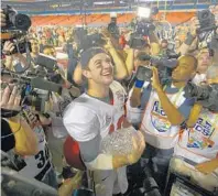  ?? USA TODAY/FILE PHOTO ?? The last time Hard Rock Stadium saw a national championsh­ip crowned was when QB A.J. McCarron and Alabama defeated Notre Dame in the 2013 BCS title game.