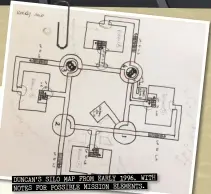  ??  ?? duncan’s silo Map from Early 1996, with notes for possible Mission Elements.