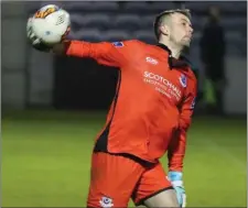  ??  ?? Paul Skinner kept Drogheda in the game with some fine saves.
