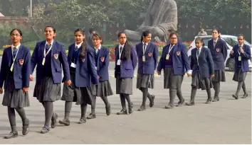  ?? — PTI ?? Students from Punjab visit Parliament in New Delhi on Wednesday.