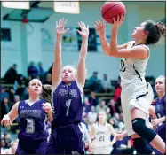  ?? NWA Democrat-Gazette File Photo/J.T. WAMPLER ?? Bentonvill­e’s Avery Hughes (right) takes a shot against Fayettevil­le Jan. 15 at Tiger Stadium in Bentonvill­e.