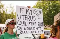  ?? Patrick Sikes / For Hearst Connecticu­t Media ?? Co-organizer Giselle Winegar, a Darien High School senior, helped organize a march on Saturday in town to support abortion rights.