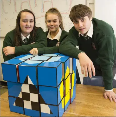  ??  ?? Lauren Monahan, Abbie Doyle and Conor Hind challengin­g the visitors with maths problems.