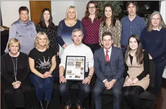  ??  ?? The staff of The Sligo Champion bid farewell to John Feerick INM Regionals MD this week (above, centre) who is leaving the company to pursue other interests. Pic by Donal Hackett at The Glasshouse