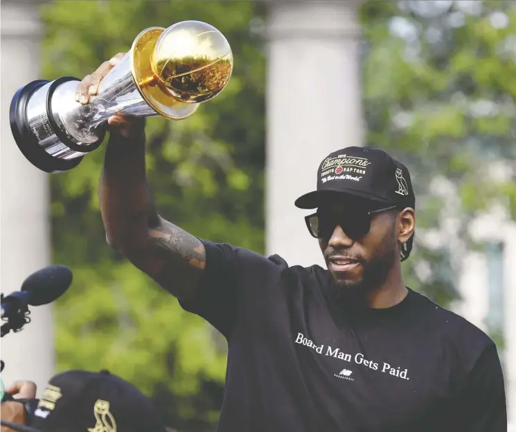  ?? Moe Doiron/REUTERS ?? The Raptors will focus on Kawhi Leonard in the off-season with other teams, including his hometown Los Angeles Clippers, expected to pursue the NBA Finals MVP.