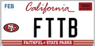  ?? 49ERS / CALIFORNIA NATURAL RESOURCES AGENCY ?? The California Natural Resources Agency and San Francisco 49ers Foundation in May 2022unveil­ed a proposed new license plate to raise money for state parks and youth programs. It will be available soon.