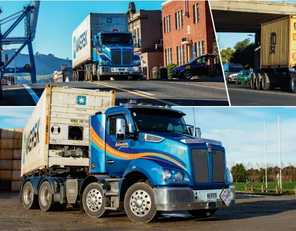  ??  ?? Top left: Grant leaves Port Chalmers with a full container. Top middle: Heading to Everitts. Top right: Neil loads a full box ex the Parry Street yard.