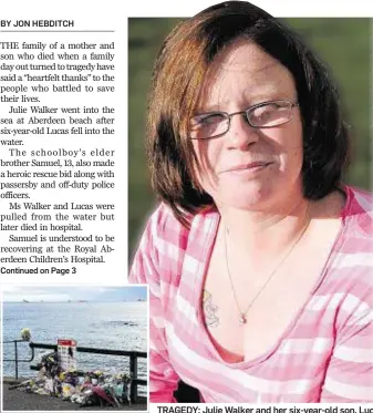  ??  ?? TRAGEDY: Julie Walker and her six-year-old son, Lucas, who died despite heroic rescue bids from passersby