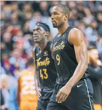  ?? RICK MADONIK TORONTO STAR ?? Raptors stars Pascal Siakam, left, and Serge Ibaka, who were both born in Africa, understand the fight for equality is global.