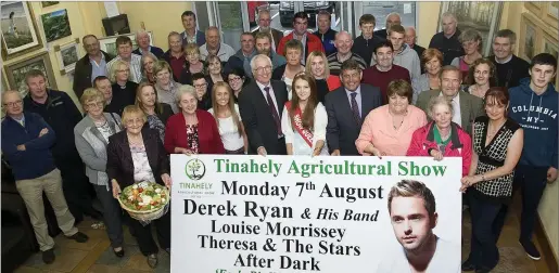  ??  ?? Organisers and supporters of the Tinahely Show at the launch last Thursday evening.