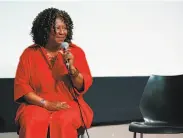  ?? Paul Chinn / The Chronicle ?? Alameda County district attorney candidate Pamela Price speaks during a panel event in Oakland.