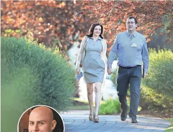  ?? SCOTT OLSON, GETTY IMAGES ?? Sheryl Sandberg, COO of Facebook, and her husband, David Goldberg, CEO of SurveyMonk­ey, in 2014. He died in 2015.