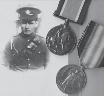  ?? PETER LEE, RECORD STAFF ?? Frank McKinnon of the 102nd Battalion was killed at Passchenda­ele in 1917. His family recently regained his military medals.