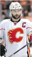  ?? SEAN M. HAFFEY/GETTY IMAGES ?? Captain Mark Giordano has been a bellwether on the defence as the Flames clash with the Ducks.