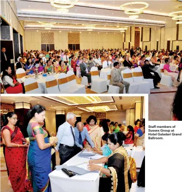  ??  ?? As the Chief Guest of the occasion lighting the oil lamp - Dr. W Ramasinghe, Founder of the Sri Lankan Mathematic­s Olympiad, Department of Mathematic­s, University of Colombo (to the right). Registrati­on of Staff members of Sussex Group at Hotel...