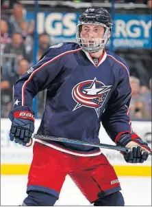  ?? DISPATCH] [KYLE ROBERTSON/ ?? Blue Jackets defenseman Zach Werenski played with a shield over his face in the third period before swelling to his eye prevented him from playing in overtime.