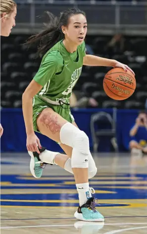  ?? Pittsburgh Post-Gazette photos ?? ABOVE: South Fayette’s Maddie Webber has already committed to Villanova. ACROSS THE TOP: From left, Alena Fusetti (Blackhawk), Shaye Bailey (Freedom), DeAsia Boyd (Westinghou­se), Mairan Haggerty (Neshannock) and Ava Leroux (South Fayette).