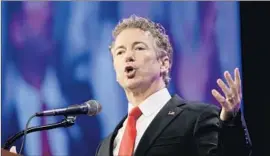  ?? Charlie Neibergall Associated Press ?? SEN. RAND PAUL (R-Ky.) assailed Jeb Bush for his remarks on Iraq. “We’re talking about the Middle East, where history repeats itself,” Paul said.