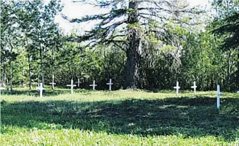  ??  ?? At least 37 original settlers and their descendant­s are buried in the cemetery near Shiloh Baptist Church.