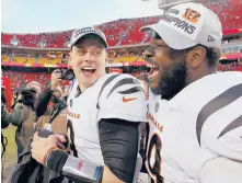  ?? DAVID EULITT/GETTY ?? Bengals QB Joe Burrow, left, is the talk of the nearly 3,000 people who live in his small hometown of The Plains, Ohio. The town is ready for Super Bowl 56.