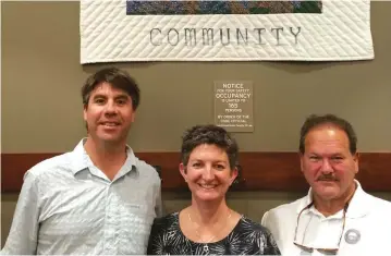  ?? (Courtesy) ?? FROM LEFT, Whitefish Mayor John Muhlfeld, Rabbi Francine Green Roston and Paul Goldenberg, the director of Secure Community Network.