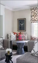  ?? The Associated Press ?? This photo provided by Marika Meyer Interiors shows a living room in Washington, D.C. Among the trends emerging for 2019 are an embrace of patterned fabrics which can be paired together, as seen in this Washington area living room designed by interior designer Marika Meyer.