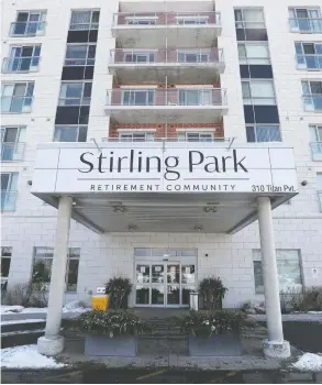  ?? TONY CALDWELL / POSTMEDIA NEWS ?? Stirling Park Retirement Living in Ottawa is investigat­ing alleged staff queue-jumping.