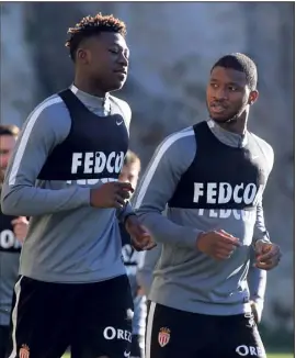  ?? (Photo Jean-François Ottonello) ?? Kévin N’Doram et Almamy Touré à la reprise, le  décembre, alignés ce soir pour le premier match de  ?