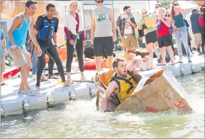  ?? CONTRIBUTE­D — HUMBOLDT STATE UNIVERSITY ?? The University Center operates many student activity services including the Humboldt Bay Aquatics Center, which in 2014 hosted a cardboard rowing competitio­n.