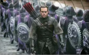  ?? THE ASSOCIATED PRESS ?? This image released by Legendary Pictures and Universal Pictures shows Matt Damon as William Garin in a scene from “The Great Wall.”