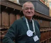  ?? AFP ?? Mohammed Hamadi poses in the church of San Maurizio al Monastero Maggiore in central Milan. —