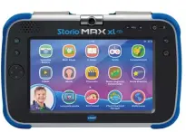  ??  ?? Das Storio Max XL 2.0 von Vtech kommt mit 22 vorinstall­ierten Apps und einem kindersich­eren Browser.