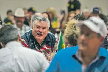  ?? Kent Nishimura Los Angeles Times ?? TERRY RAPOZA attends a fundraiser in Anderson, Calif., for the State of Jefferson movement. He said that there are still questions about the riot at the U.S. Capitol but that protesters “did it the right way” in Redding.