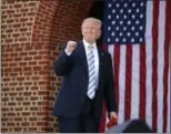  ?? EVAN VUCCI — ASSOCIATED PRESS ?? Donald Trump arrives to speak at a campaign rally at Regent University in Virginia Beach, Va., on Saturday.