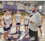  ?? ?? Head coach Matt Hall directs the action during practice. “Offensivel­y, what we want to do is very simple,” he said.