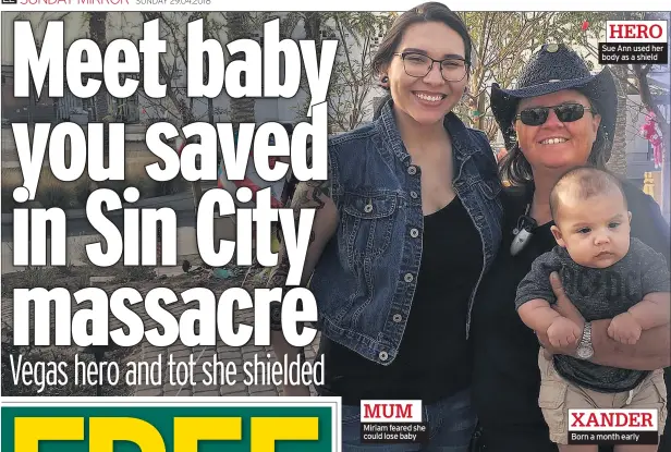  ??  ?? Miriam feared she could lose baby Sue Ann used her body as a shield Born a month early