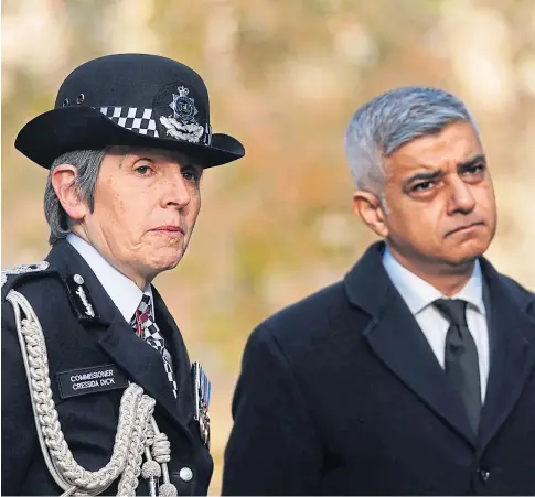  ?? ?? DRAMATIC DEPARTURE: Dame Cressida Dick announced she was standing down after London Mayor Sadiq Khan made clear he had no confidence in her. He said any new commission­er must understand the scale of the cultural problems within the Met.