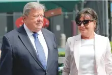  ?? AP ?? First Lady Melania Trump’s parents, Viktor and Amalija Knavs, after becoming naturalise­d American citizens, in New York on Thursday.