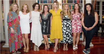  ??  ?? above, from left: With Robyn Lea, Laurie Gelman, Elizabeth Vargas, Marissa Hermer, Jessica Siskin, Annie Falk, and Alex Guarnasche­lli, toasting their books at East Hampton Library’s Authors Night; with Lauran and Charlie Walk and my husband, David, at...