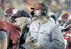  ?? THE ASSOCIATED PRESS FILES ?? The Atlanta Falcons have hired Alabama offensive co-ordinator Steve Sarkisian as their new offensive co-ordinator. The move was announced Tuesday, less than 24 hours after Kyle Shanahan left to become head coach of San Fransisco 49ers.