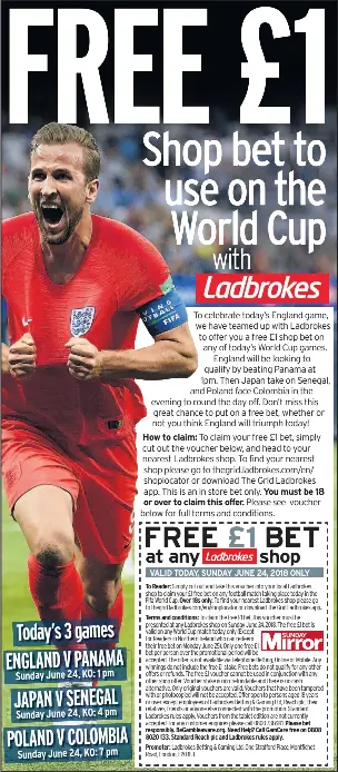 Free 1 Shop Bet On World Cup At Ladbrokes Pressreader