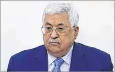  ?? AP FILE PHOTO ?? Palestinia­n President Mahmoud Abbas attends a meeting of the Fatah Revolution­ary Council in the West Bank city of Ramallah. Abbas said Sunday that unless he gets full control over the Hamas-ruled Gaza Strip, including weapons, he will not be...
