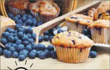  ??  ?? The secret to picture-perfect blueberry muffins lies in how you add the berries. Don’t stir them in. Layer them in the muffin cups.