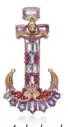  ??  ?? Anchor brooch in gold and platinum with amethysts, rubies and pink sapphires, circa 1939