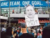  ?? Allen J. Schaben Los Angeles Times ?? CLIPPERS FAN Abe Dilanian holds sign expressing his feelings for owner Donald Sterling.