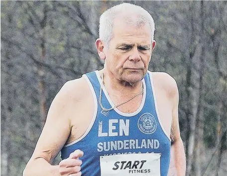  ?? ?? Sunderland Harrier Len Christophe­r finished third Over-70 in the Great North Run, with a time of 1.49.28.