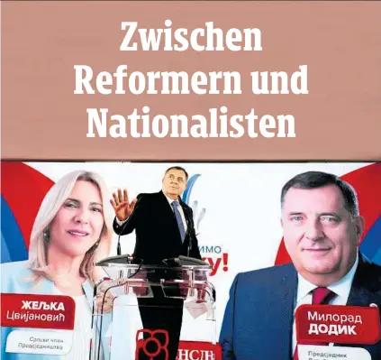  ?? AP ?? Der Nationalis­t Milorad Dodik gewinnt in der Republika Srpska